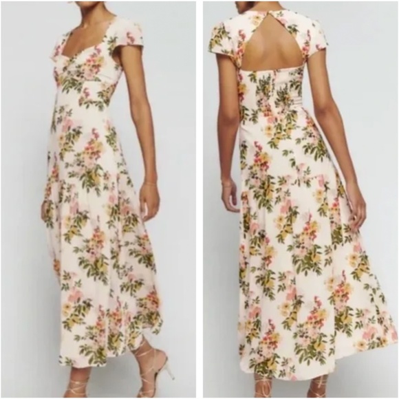 Reformation Dresses & Skirts - NWT Reformation Myah Midi Maxi Dress - Milo Yellow Cream Floral Wedding Event